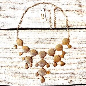 NWT 25” Bancroft Gold Tone Textured Disc Dangle Statement Necklace